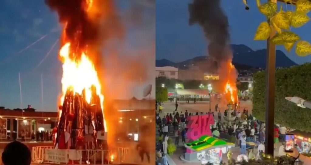 Incendio del Árbol de Navidad en Michoacán: Protesta por el Asesinato de una Mujer | VIDEO