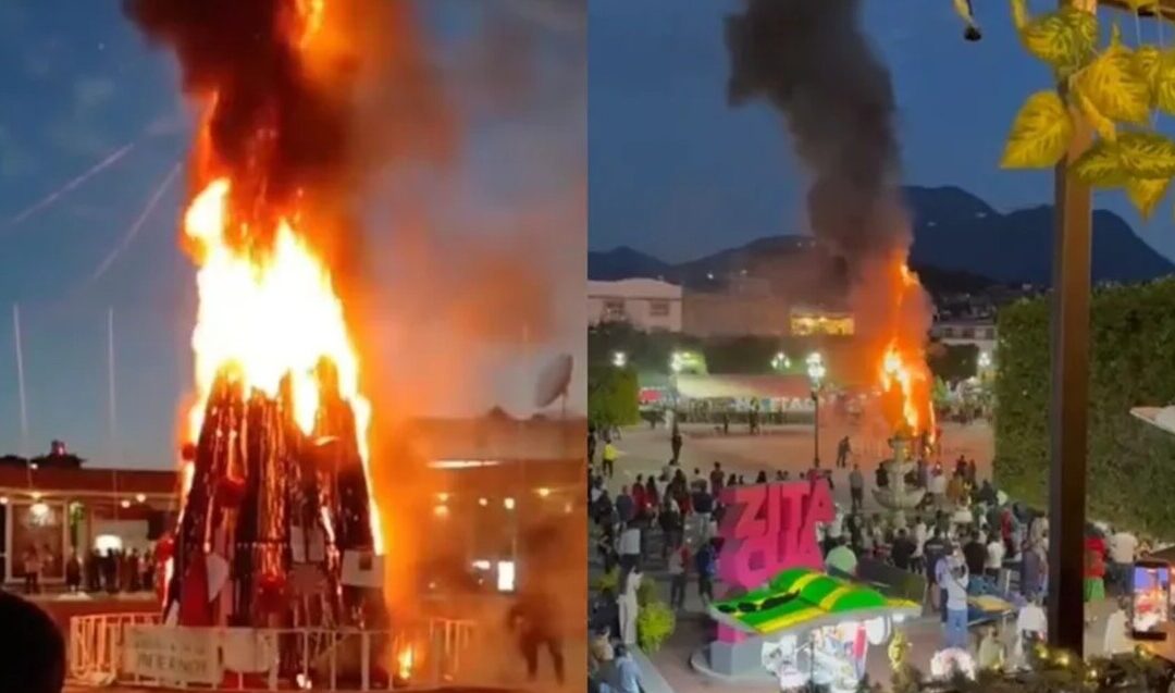 Incendio del Árbol de Navidad en Michoacán: Protesta por el Asesinato de una Mujer | VIDEO