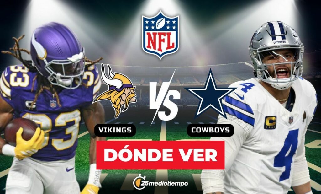 Vikings vs Cowboys: Horario y dónde ver EN VIVO el Sunday Night Football de la Semana 15 NFL